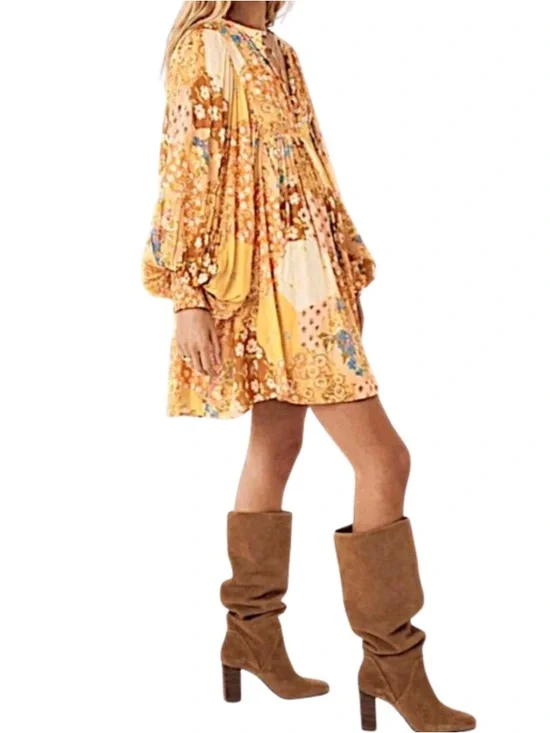 Spell Freda Boho Mini Dress in Amber - Size Small - Picture 3 of 9